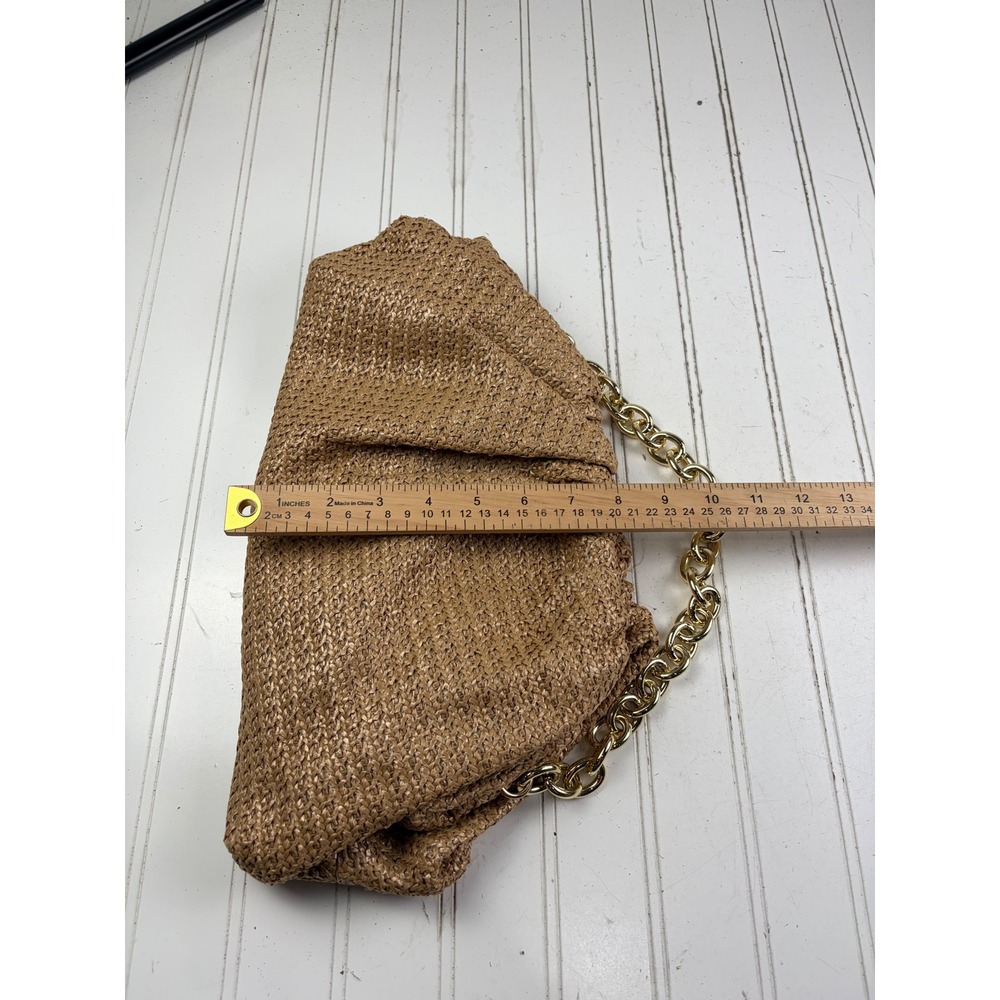 JustFab Vintage Y2K Woven Straw Boho Gold Chain Vacation Beach Shoulder Bag - Picture 10 of 10